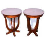 Pair of reproduction walnut lamp tables