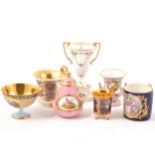 Vienna porcelain vases, cabinet cups, miniature coffee pot.
