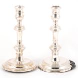 Pair of George I style silver candlesticks, William Comyns & Sons Limited, London 1962