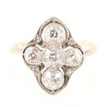 An Art Deco diamond five stone ring.