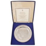 Three silver Commemorative plates