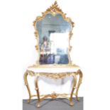 Modern French gilt console table and pier glass,