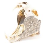 Siam sterling silver and gilt mounted feline skull