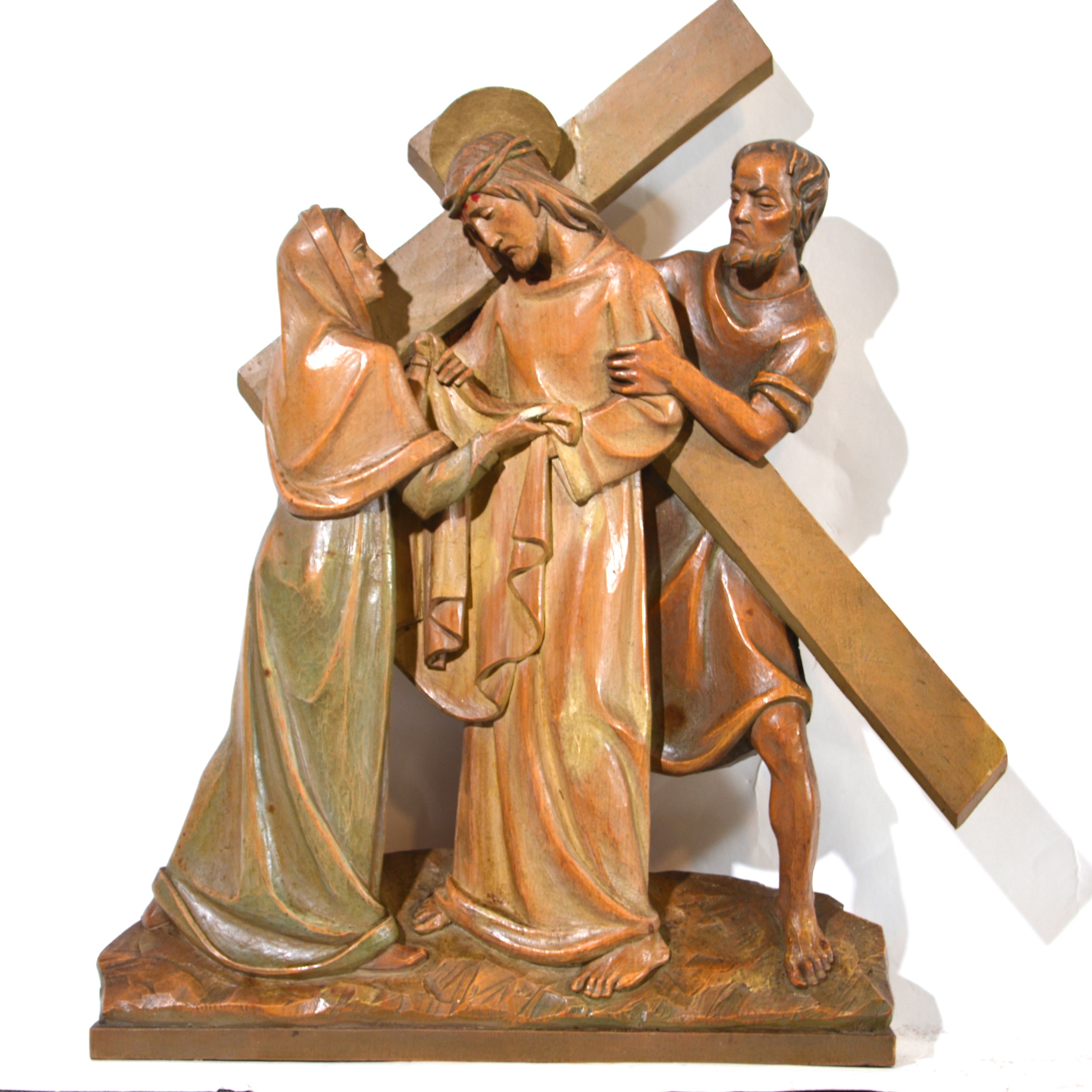 Set of fourteen carved and limed poplar Station of the Cross - Image 14 of 15