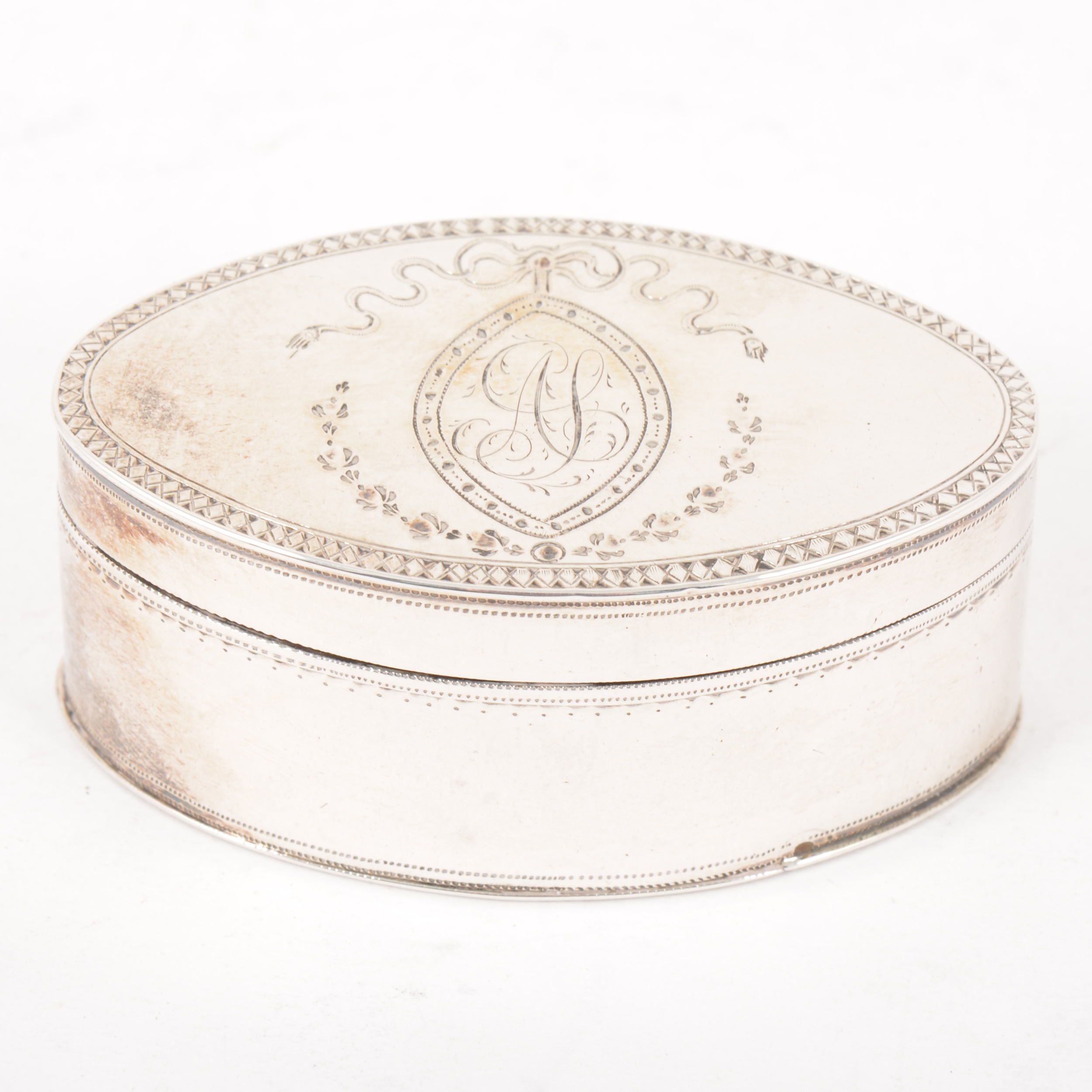 George III silver navette-shape nutmeg grater,