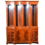Reproduction mahogany bowfront display cabinet,