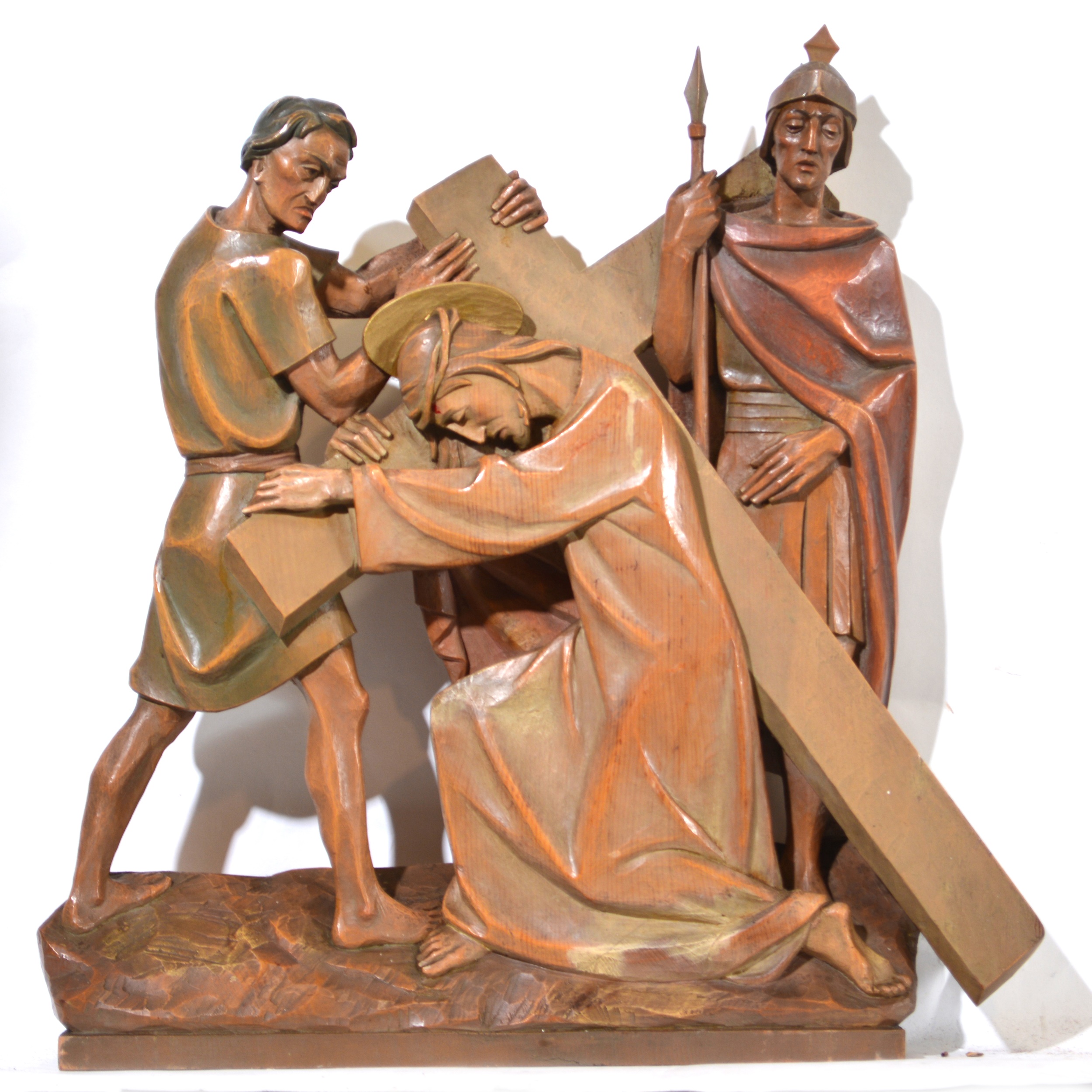 Set of fourteen carved and limed poplar Station of the Cross - Image 8 of 15