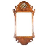 Walnut framed wall mirror, Chippendale style