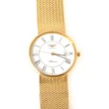 Longines - A gentleman's Quartz Presence 9 carat yellow gold bracelet watch.