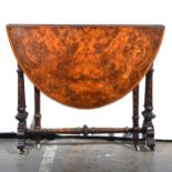 A Victorian burr walnut Sutherland table.