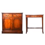 Reproduction mahogany side cabinet, and a similar side table