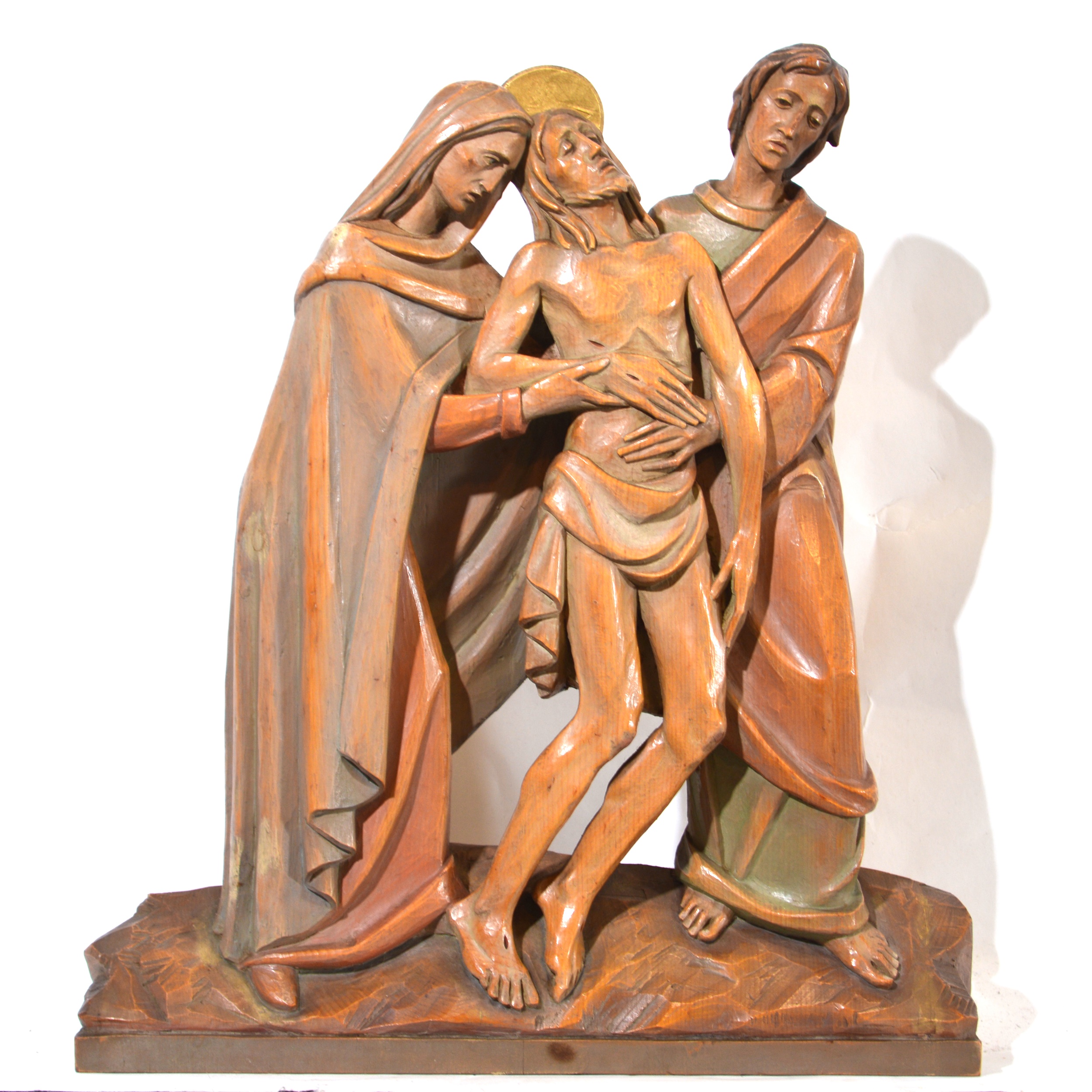 Set of fourteen carved and limed poplar Station of the Cross - Image 5 of 15