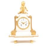 A Louis XVI ormolu and white marble mantel clock,