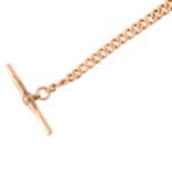 A 9 carat rose gold single albert watch chain.