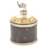 Victorian silver gilt and tortoiseshell caddy box, with Emu surmount