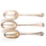 George II shell-back spoon tablespoon, and two others
