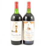 Two magnums of vintage Pauillac: Ch Clerc Milon, 1978, and Ch Mouton Baronne Philippe, 1981