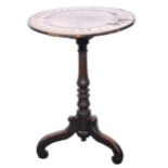 Victorian mahogany tripod table, parquetry top