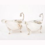 Pair of George II style silver sauceboats, Elkington & Co., Birmingham 1909-1912