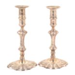 Matched pair of George II style Irish silver candlesticks,