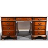 George III style mahogany twin pedestal partners desk