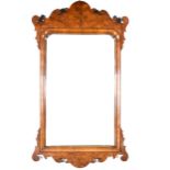 Walnut framed wall mirror, fretted frame, Chippendale style