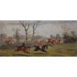 R Stone, three hunting scenes, oils