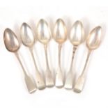 Set of six Irish silver dessert spoons