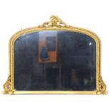 Victorian gilt overmantel mirror.