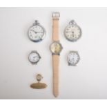 A collection of pocket and wrist watches, Hinds Reliance, Ingersoll, Bucherer, a paste cocktail