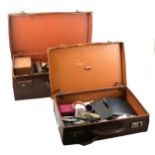 Two leather attache cases and contents
