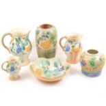 Royal Doulton Brangwyn Ware "Harvest" pattern - jugs, vases and bowl