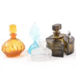 Collection of glass scent bottles, including a Lalique Crystal 'Mirabel' bottle and stopper.