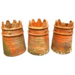 Three terracotta chimney pots, dated 1895