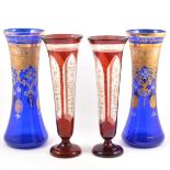 Two pairs of Bohemian glass vases
