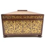 Regency rosewood and brass inlaid tea caddy,