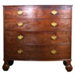 Victorian mahogany bowfront chest of drawers, the top with a moulded edge, fitted with two short and