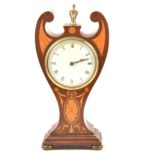 Edwadian inlaid mahogany balloon mantel clock,