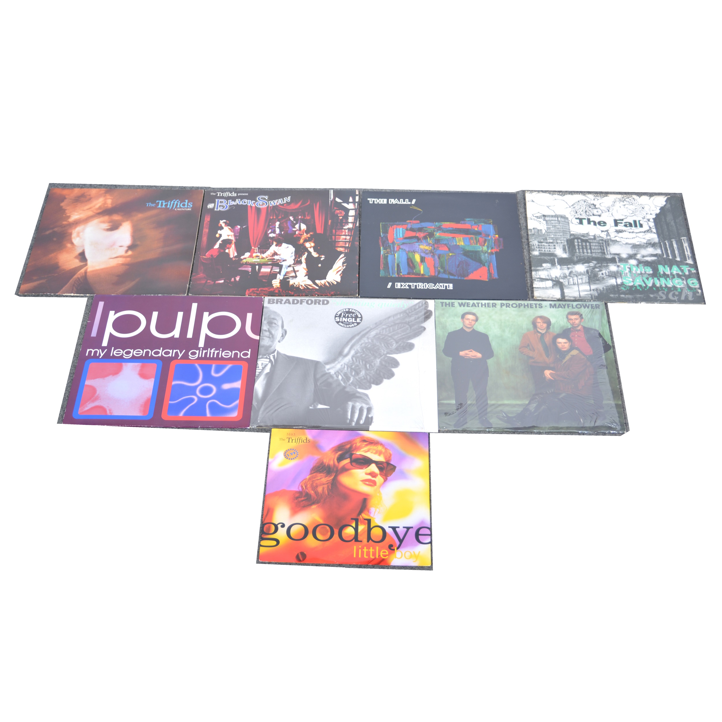 Eight LP and 12" EP records; including Pulp - My Legendary Girlfriend, Bradford - Shouting Quietly