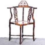 Chinese rosewood corner chair,