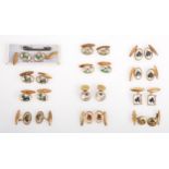 Twelve pairs of novelty cufflinks with celluloid panels of dogs and horses.