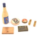 A collection of vintage branded beauty products, compacts, Atkinson's Gold Medal Eau de Cologne,