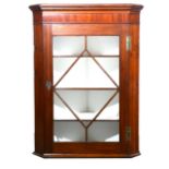 Georgian oak and mahogany hanging corner cabinet