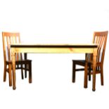 Pine kitchen table and six chairs