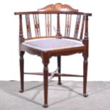 Edwardian inlaid mahogany corner chair,