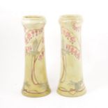 Doulton Burslem - A pair of Faience vases by Alice Budden, Bleeding Heart design