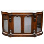Victorian walnut and marble credenza