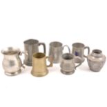 A collection of pewter tankards and other items, to include WWII interest