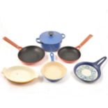 A collection of vintage cookwares, to include Le Creuset and Waterford Colorcast