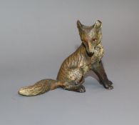 An Austrian cold painted bronze model of a seated fox height 6cm